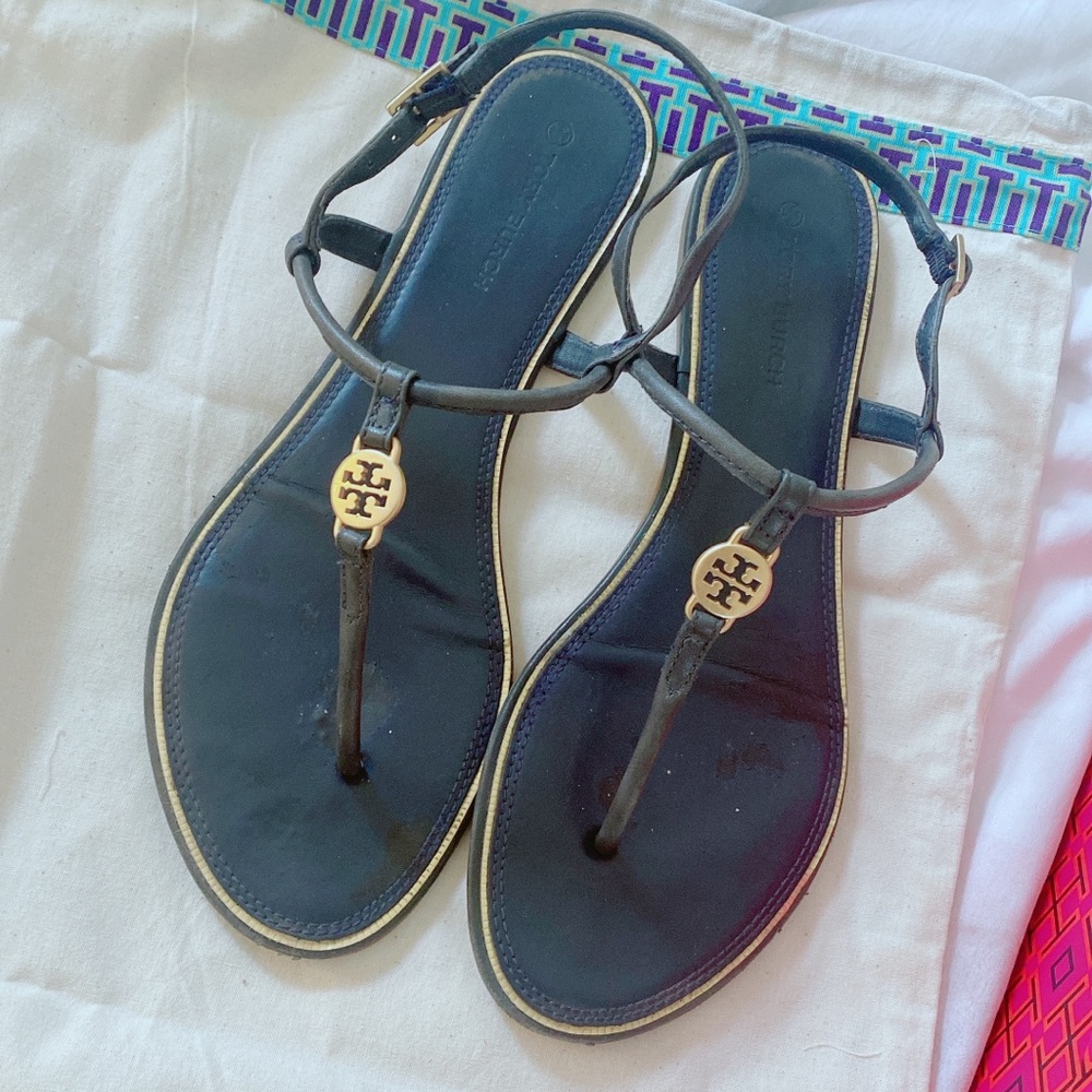 Tory Burch | Emmy Flat Sandal Calf Leather in Perfect Navy